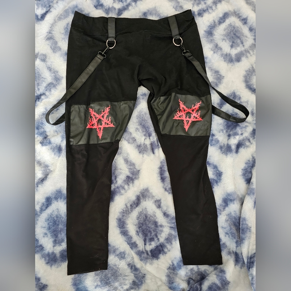 SOLD EUC Killstar Bloodpact Leggings With Removable Faux Leather Straps Size 3X
